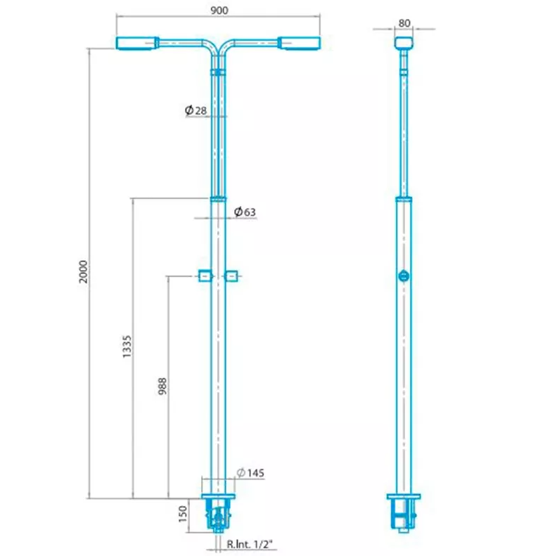 Vanjski tuš Angel s dvije tuš glave i dva ventila