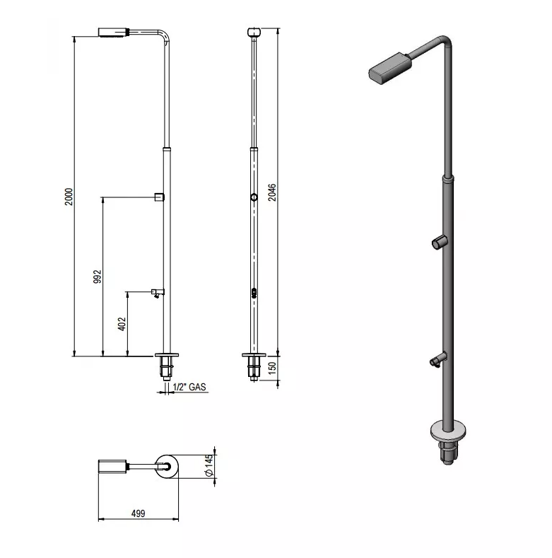 Vanjski tuš Angel s nogoperom